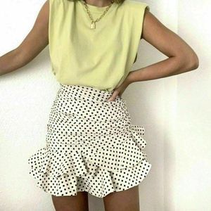 ZARA POLKA DOT SKIRT DRAPED PLEATED RUFFLE